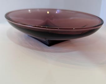 vintage amethyst oval glass  bowl dish pirple color table decor jewelry dish candy bowl
