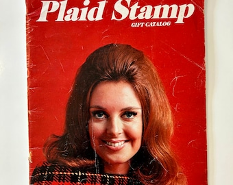 Vintage plaid stamps books  red  book 1970a advertisement ephemera collage supplies junk journal lot assortment