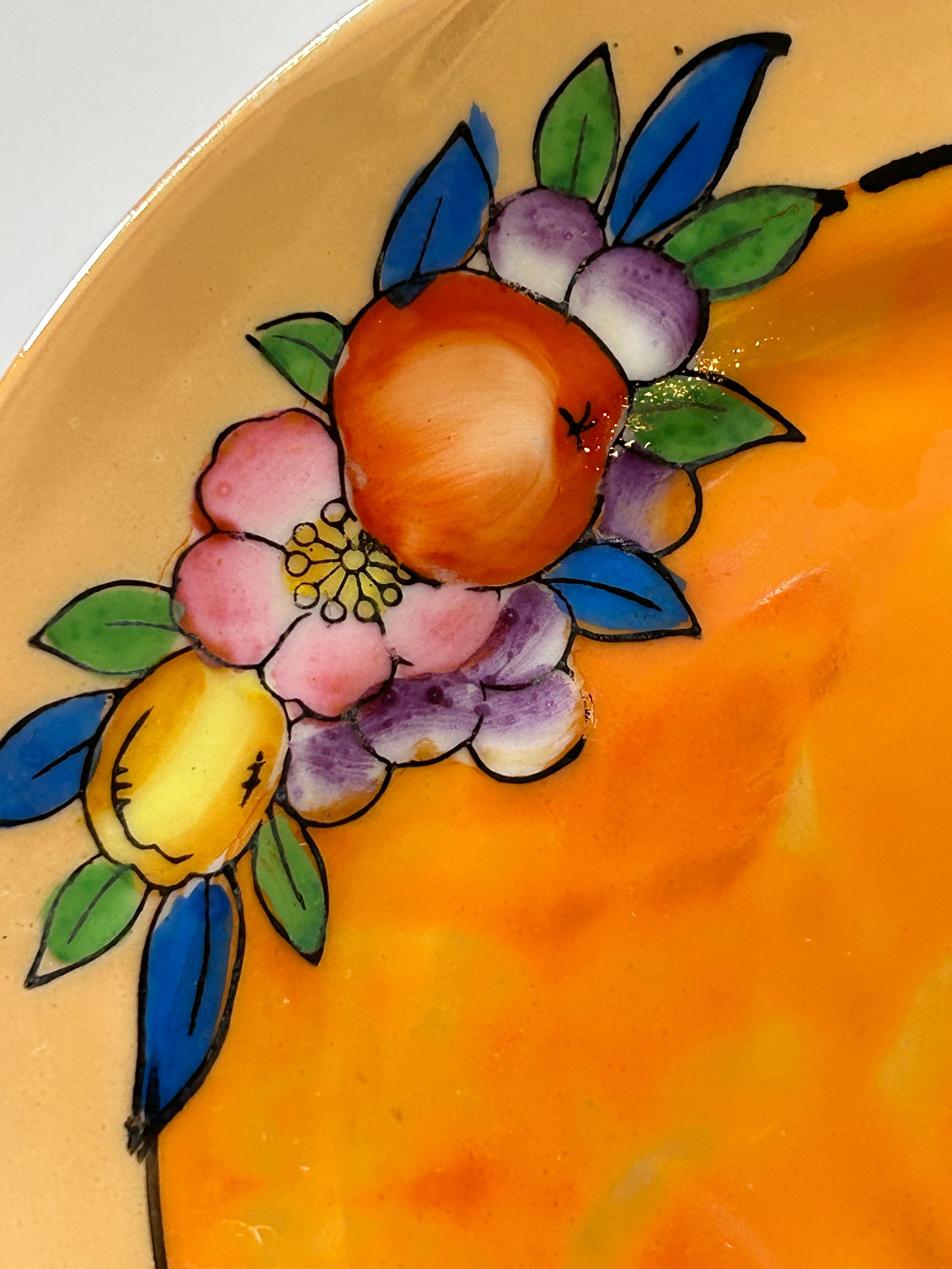 Vintage Noritake Orange Luster Plates SET of 6 Art Deco