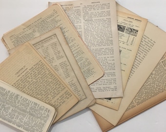 Junk journal Vintage and antique book pages paper 100 pages assorted topics  for collage mixed media wall decor