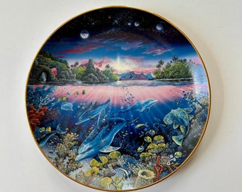 vintage under the  sea plate Danbury  mint Search for Harmony by Robert Lyn Nelson Titled  Under water Paradise fish dish 1990s free shippin