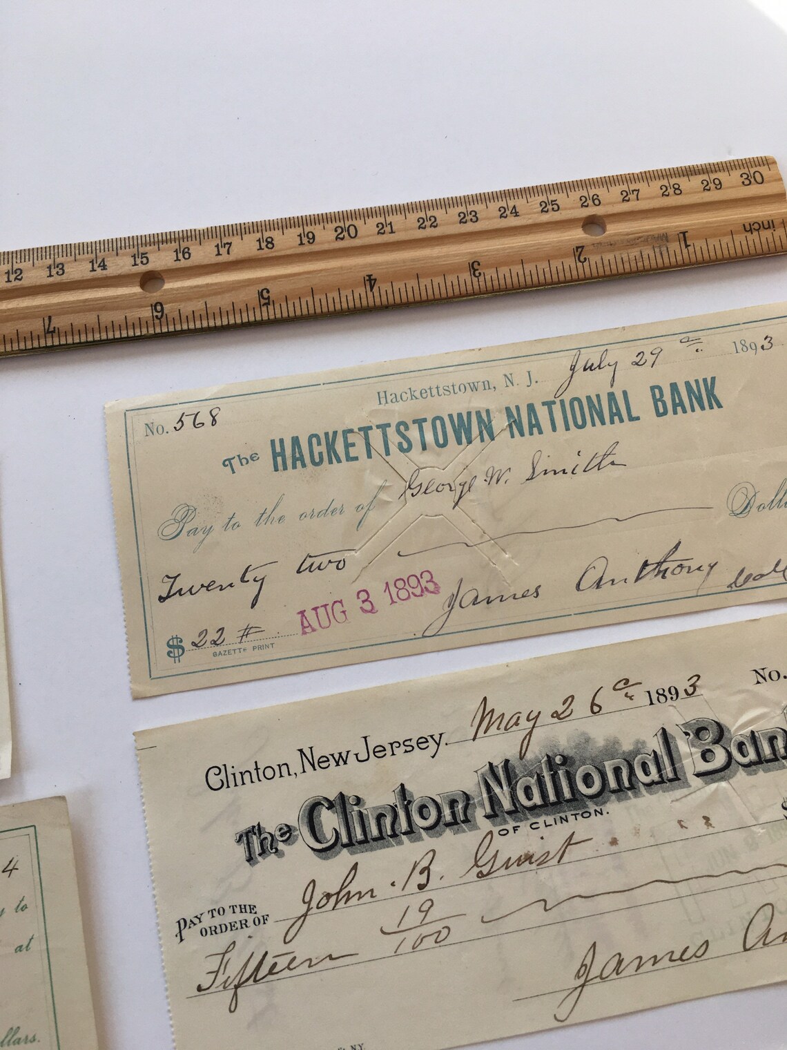 Antique TEN 1800s Handwritten Cancelled Checks assortment