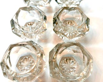 Vintage round  glass salt cellars set of 6 trinket dishes ring dish cottage core decor Pressed glass