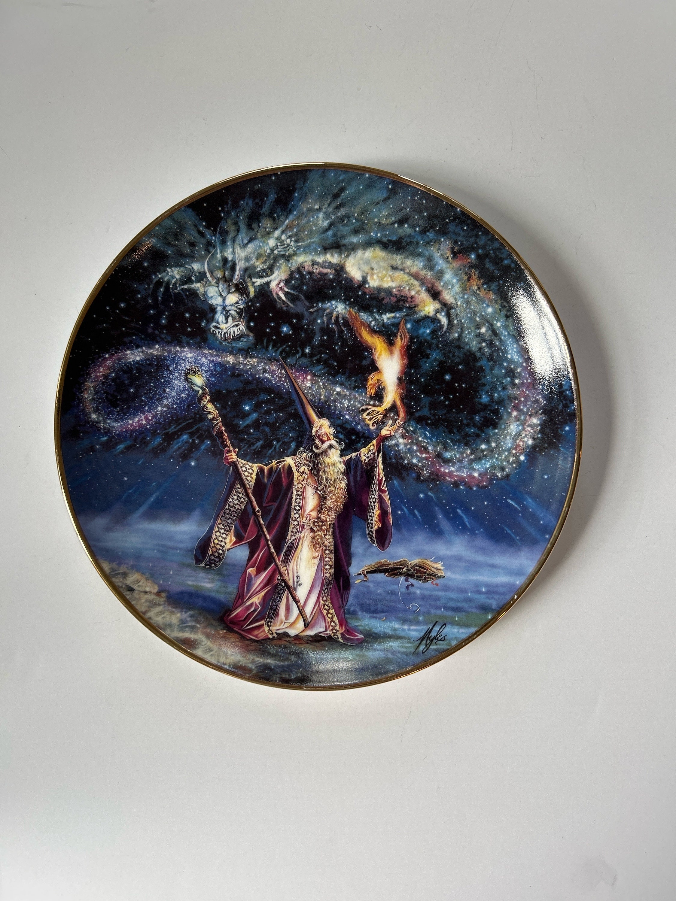 wonderland　メタルアートプレート　Hiten Vintage Sorcerers Spell Plate Franklin Mint Royal Dalton Wizard