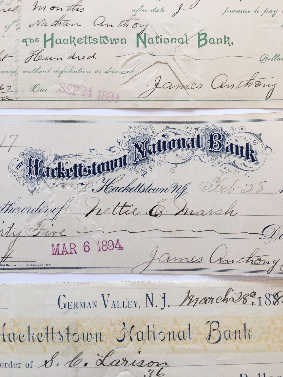 Antique TEN 1800s Handwritten Cancelled Checks assortment