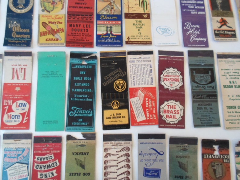 Vintage Matchbook Collection Multi Colored 30 Vintage Graphics Hotels