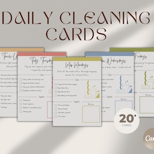 Earthy Tones Cleaning Cards: Daily Task Checklist Canva Template (Digital Download A4/A5)