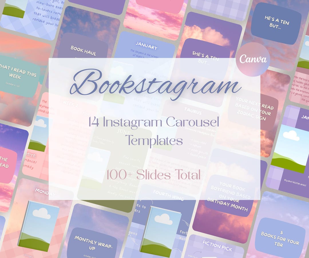 Instagram Template Bookstagram Carousel Template Soft Aesthetic Canva ...