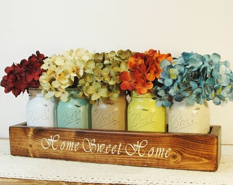 Farmhouse table centerpiece, Rustic farmhouse home decor, table centerpiece, centerpiece with flowers, large table centerpiece, boho chic