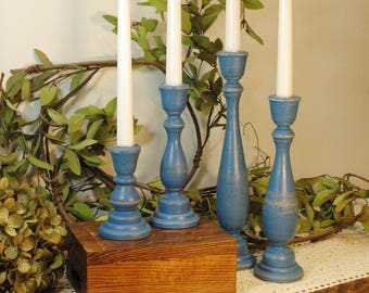 Painted Wood Candlesticks, Taper Candlesticks, Wooden Candle Sticks, Candle Centerpiece, Wedding Candles, Living Room Decor, Candle sticks