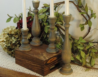 Wood Candlesticks, Taper Candlesticks, Wooden Candle Sticks, Candle Centerpiece, Wedding Candles, Living Room Decor, Stained Candle sticks