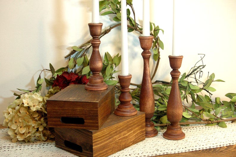 Wood Candlesticks Taper Candlesticks Wooden Candle Sticks Etsy