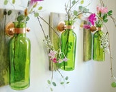 Rustic Glass Bottle Trio, Farmhouse style Wall Decor, Farmhouse kitchen decor, Modern Farmhouse wall decor, Rustic wall sconce, wall sconce