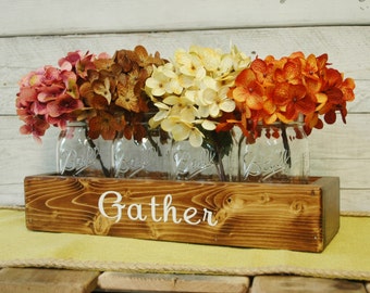 GATHER Farmhouse style table decor,mason jar centerpiece, rustic centerpiece, Kitchen decor,Housewarming gift,wedding gift,fixer upper style