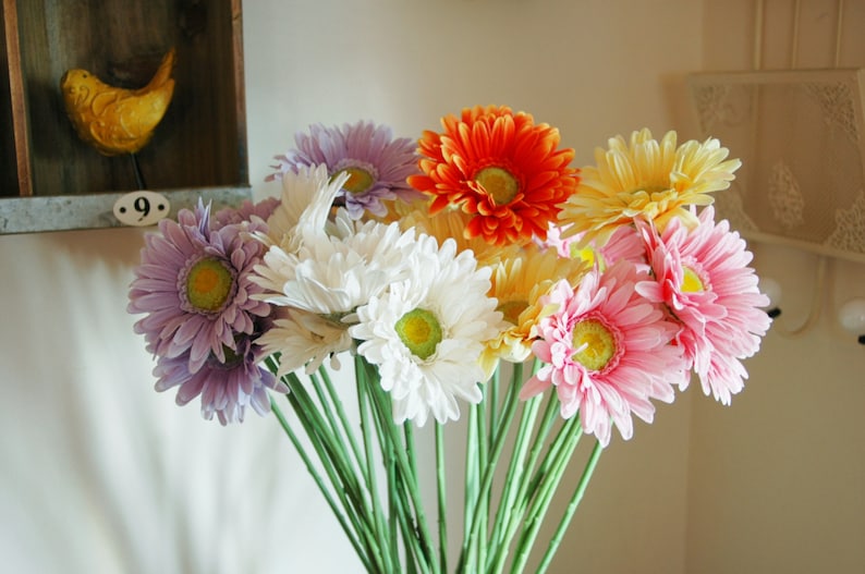 Gerbera Daisy Stems Vase filler, Gerbera Daisy centerpiece, Flower Stems, Table flower centerpiece, Spring flowers, Summer flowers, Daisy image 1