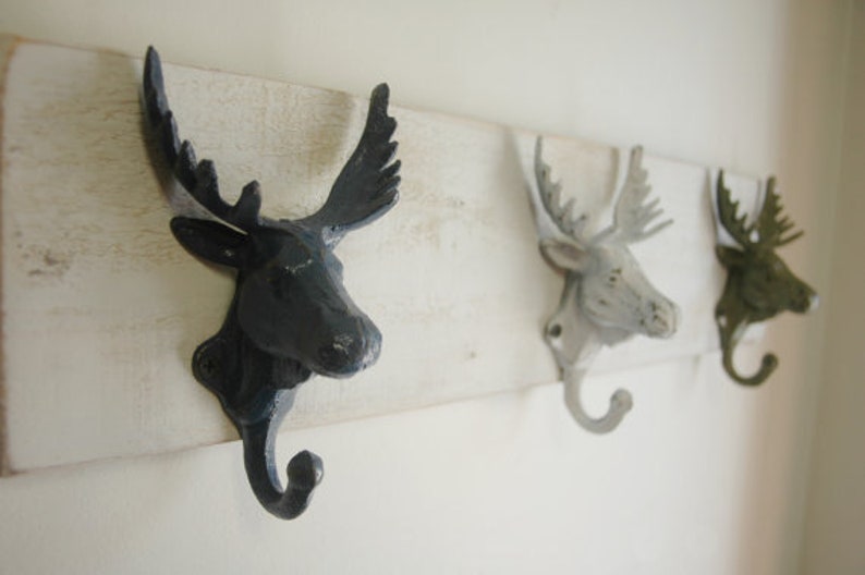 Moose Head Trio Wall Decor For Hanging Light Jackets Scarves Etsy