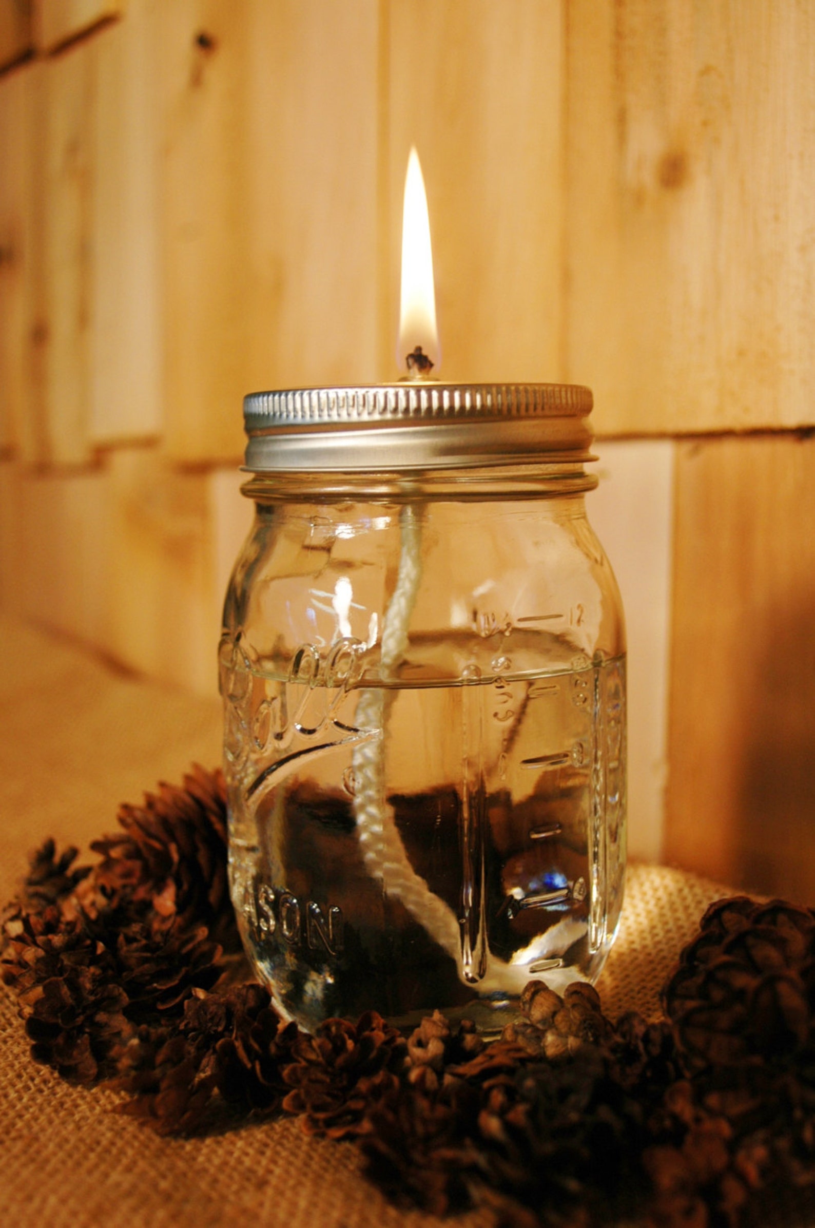 Jar With Lid and Glass Wick Insert and Wick Mason Jar Oil Etsy
