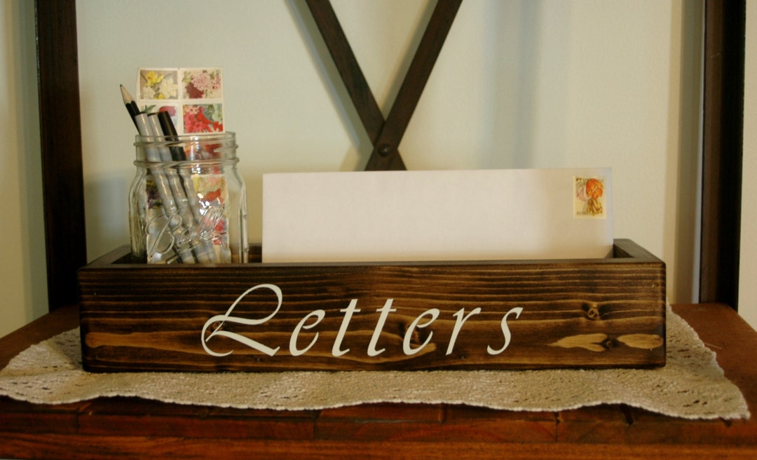 LETTERS Mason Jar Caddy Mail Holder Desk Organizer Mason Etsy