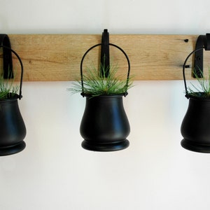 Black hanging pots, black decor items, hanging planters, wall vase in black, Fall decor, black iron hooks, Bogo kitchen wall, farmhouse image 3