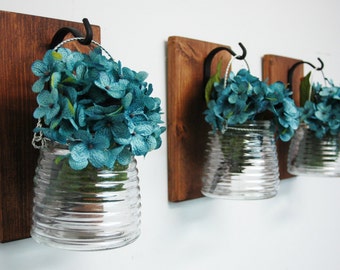 Rustic wall decor, Rustic sconce, hanging jar sconce, Farmhouse wall decor, Farmhouse style decor, Rustic home decor, Modern Farmhouse decor