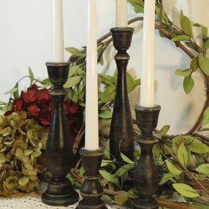 Painted Wood Candlesticks, Taper Candlesticks, Wooden Candle Sticks, Candle Centerpiece, Wedding Candles, Living Room Decor, Candle sticks image 2