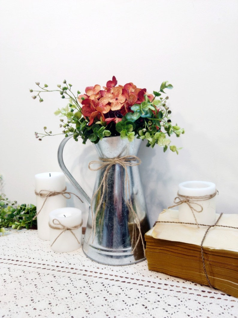 Metal Pitcher Table Centerpiece Fall Decor Wedding Decor Etsy