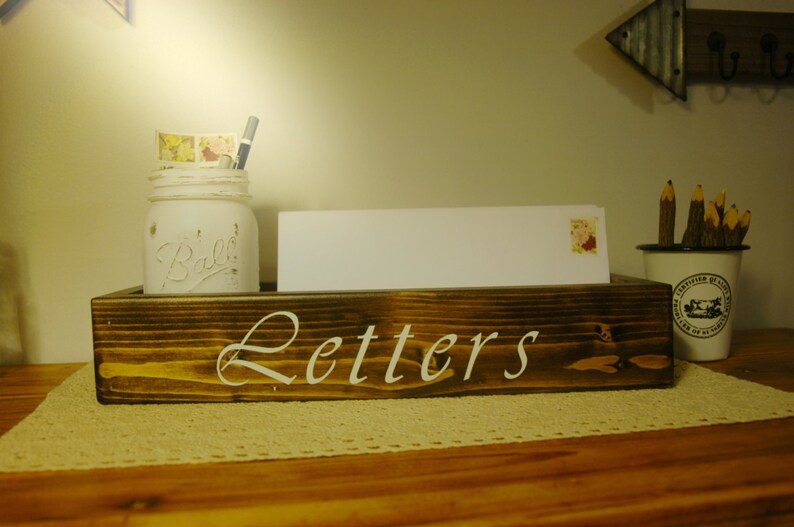 LETTERS Mason Jar Caddy Mail Holder Desk Organizer Mason Etsy