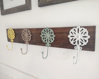 Coat rack, robe hooks, nursery decor, Boho wall decor, Modern Farmhouse bathroom decor, baby girl shower gift, Boho hooks, hallway hooks