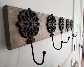 Coat rack, coat hooks, Hallway coat rack, Metal hooks, iron hooks, Decorative metal hooks, Rustic hooks, Modern farmhouse coat rack, boho