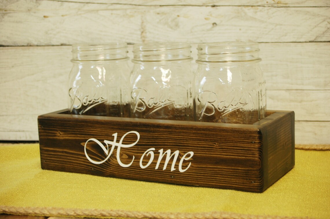 HOME Mason Jar Caddy HOME Decor Mason Jar Centerpiece Etsy