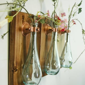 Unique glass wall vase, wall mount vases, Modern Farhmouse decor, Boho wall decor, glass vase, bright wall decor, farmhouse kitchen decor image 3