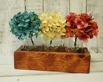 Mason jar box mason jars, rustic decor, mason jar centerpiece, rustic table centerpiece, wooden box, home decor, wedding centerpiece