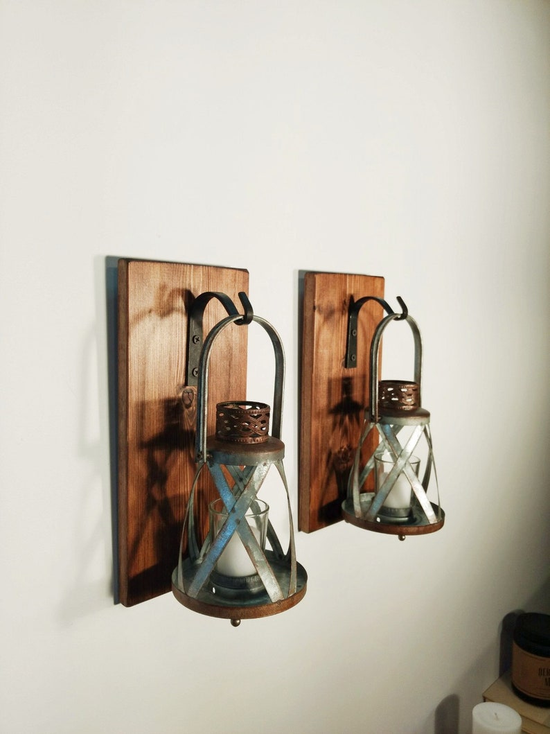 Rustic Rusty Lanterns Wall Sconces Lantern Sconce Lighted Home Decor Farmhouse