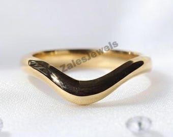 14k gebogen verlovingsring | Echt gouden trouwring | 2,5 mm gebogen trouwring | 14k gouden band | Contourband | Stapelring | Curveband