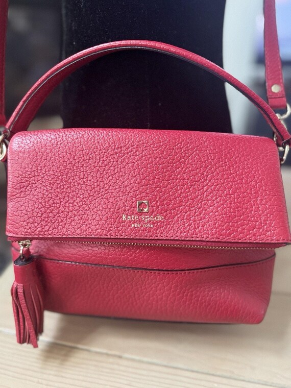 Kate Spade New York Leather Crossbody Handbag Purse Fire Red  display picture 1