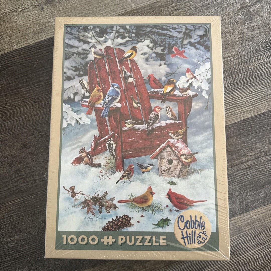 Cobble Hill Jigsaw Puzzle 1000 Piece Adirondack Birds Snow Winter New ...