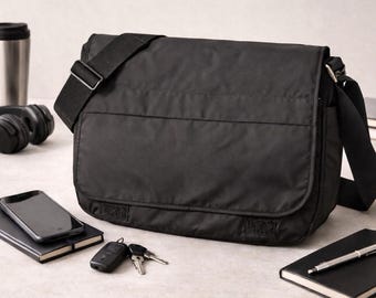 Bolso bandolera SB de nailon negro para portátil