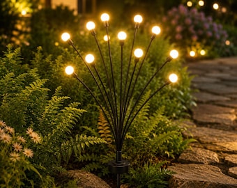 Solar Firefly Gartenlichter, Solar Pathway Lichter im Freien, wasserdichtes LED-Yard-Dekor, warmweiße Mehrfarbenpatio-Stake Lichter