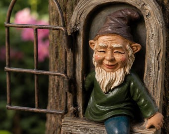 Baum Hugger Gnom Fenster Dekoration, Wunderliche Elfe Garten Statue, Feengarten Baumschmuck, Cottagecore Gärtner Geschenk