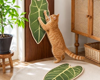 Sisal Cat Scratcher Mat, Leaf Wall Scratch Pad, Self Adhesive Sofa Protector