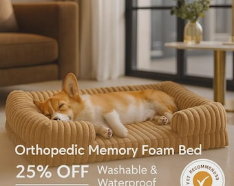 Orthopädisches Hundebett aus Memory-Schaumstoff: Waschbares Plüschkissen