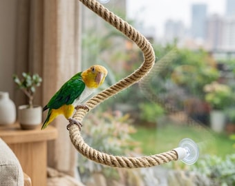 Biegbare Vogel-Sitzstange mit Saugnapf | Papagei Klettern Schaukel Spielzeug