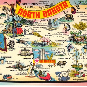 North Dakota State Map Vintage Postcard Greetings From image 1