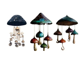Enchanting Resin Mushroom Wind Chimes: Durable Colorful Garden Delight