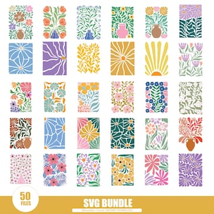 Abstract flower bundle svg, danish flower svg,  floral png, boho floral svg, retro flower svg, boho flower svg, groovy flower svg