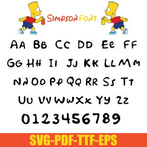 Simsons Schriftart, Simpsons svg schneide Dateien für Cricut, Silhouette, svg, eps, Simpsons Clip Art bundle svg, Simpsons svg, sofort-Download