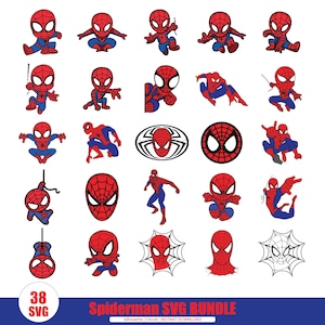 Spiderman Svg Bundle, Spiderman Svg, Spiderman Clipart, Spiderman Silhouette, Superhero Svg, Baby Spiderman Svg, Cut files pdf png svg