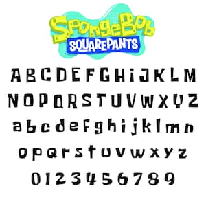 Police de caractère Bob Squarepant, police Squarepant SVG, svg Squarepant, svg police Squarepant, police Squarepant cricut, silhouette Squarepant