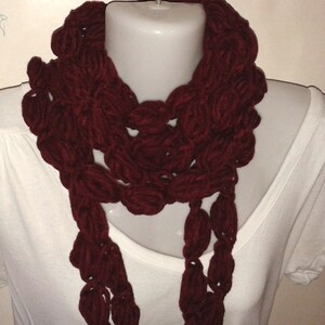 bordeaux Wool crocheted Infinity Bubble Scarf Neck Warmer
