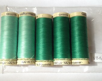 5 bobines de fils à coudre Gütermann - couleurs mélangés verts (184)